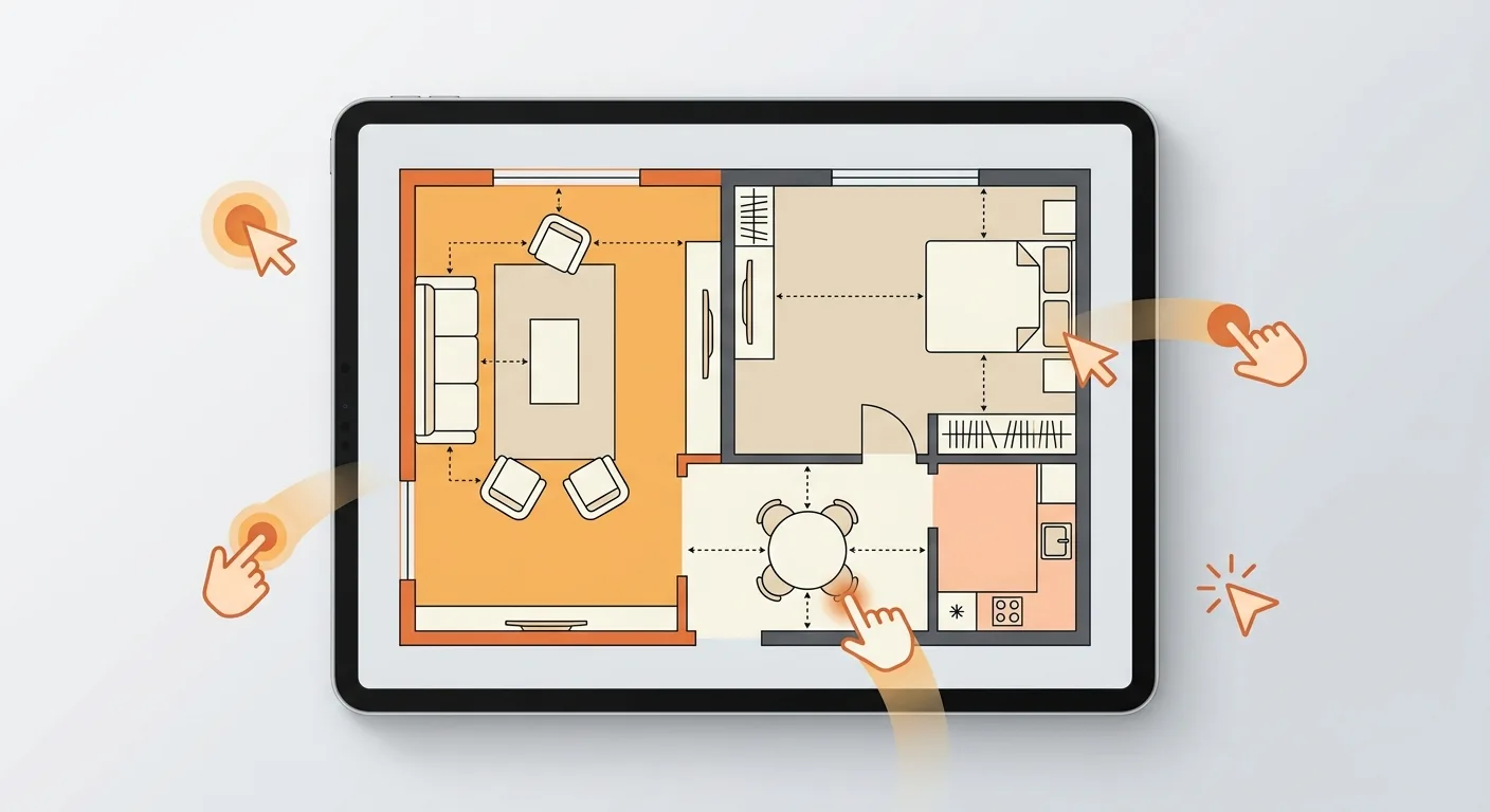 擺擺看 Roomfit 使用教學 2026|上傳平面圖、1:1 擺家具到匯出清單的完整入門